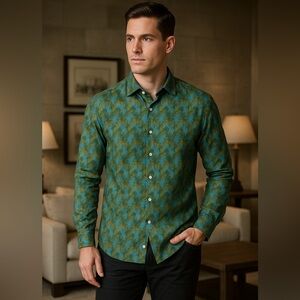 Calder Carmel Limited Ed Linen Button Down Men’s Shirt Green XXL California